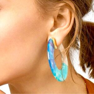 Acrylic Marble Hoop Earrings Women Color Blue